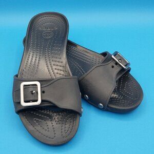 Crocs Sarah black Slides Sandal Waterproof Buckle Coastal retro